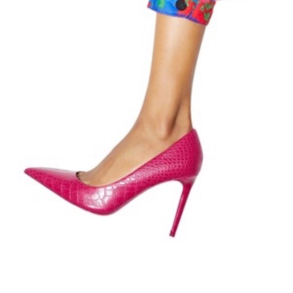 NWT ZARA FUCHSIA Snake Print PUMP Heel Sandal EU37 US 6.5 - Picture 3 of 10